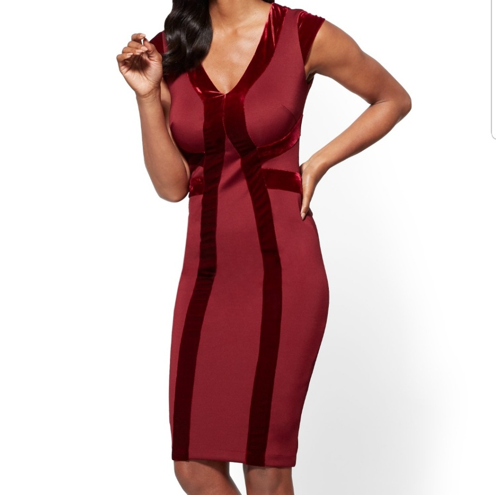 New York & Company Red Velvet Sheath Dress
